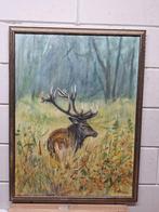 Schilderij met een Edelhert, Ophalen of Verzenden