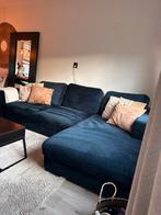 Mooie velvet donkerblauwe/ kobalt suede hoekbank, Ophalen of Verzenden, Zo goed als nieuw, Stof