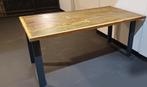 Eettafel eethoek 160x80cm metalen U-poten gerecycled hout, Ophalen, Metaal, 50 tot 100 cm, 150 tot 200 cm