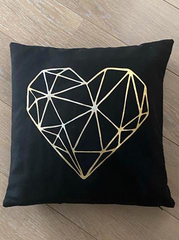 Design Kussen zwart en goud, 45x45cm, nieuw beschikbaar voor biedingen