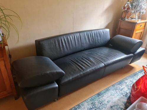 leren bank, Huis en Inrichting, Banken | Bankstellen, Gebruikt, Rechte bank, Driepersoons, 200 tot 250 cm, 75 tot 100 cm, Leer