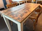 4x Brocante Hongaarse Eettafel / Werktafel - Stoer & Uniek!, Tuin en Terras, Tuintafels, Ophalen, Gebruikt, Rechthoekig, Hout