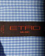 ETRO overhemd, shirt, mini ruit, wit/blauw, Mt. 38, Blauw, Halswijdte 38 (S) of kleiner, Ophalen of Verzenden, Zo goed als nieuw