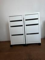 2x IKEA ladeblok Alex op wielen, wit, Ophalen of Verzenden, Zo goed als nieuw, 25 tot 50 cm, Minder dan 100 cm