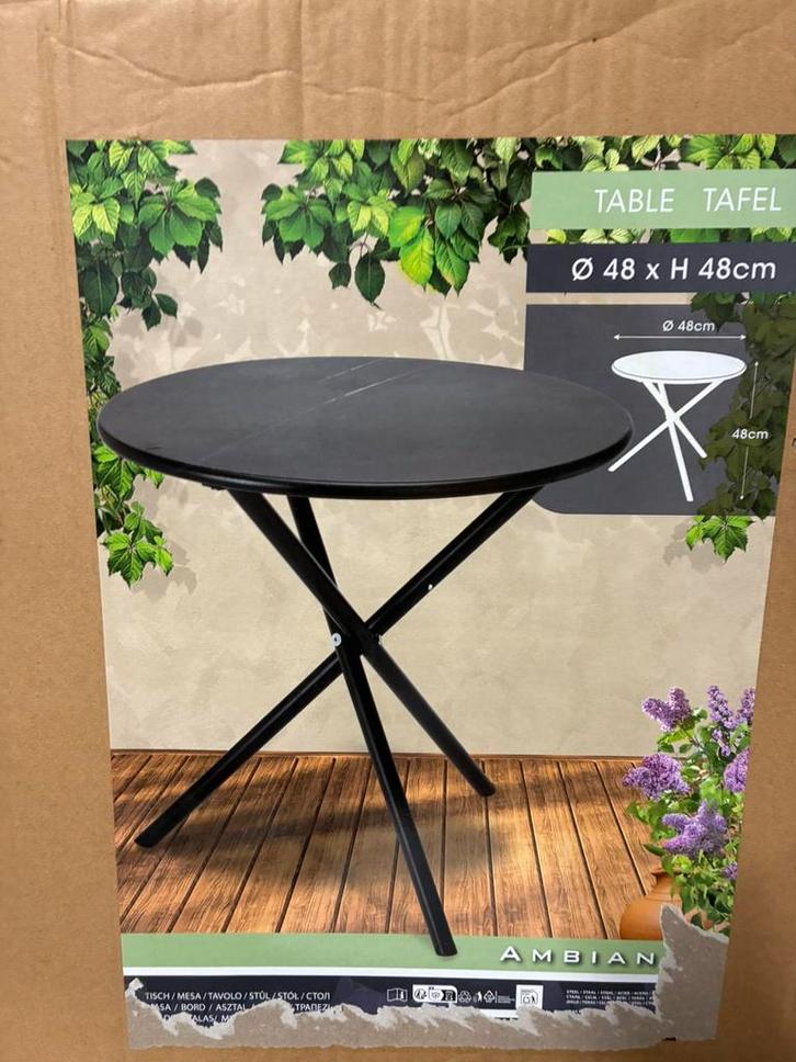 Rond tuintafeltje Ø48 cm – zwart, Huis en Inrichting, Tafels | Statafels, Zo goed als nieuw, Ophalen of Verzenden