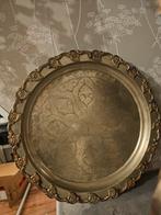Marokkaanse groot messing decoratief dienblad, Ophalen of Verzenden, Gebruikt, Rond, Metaal