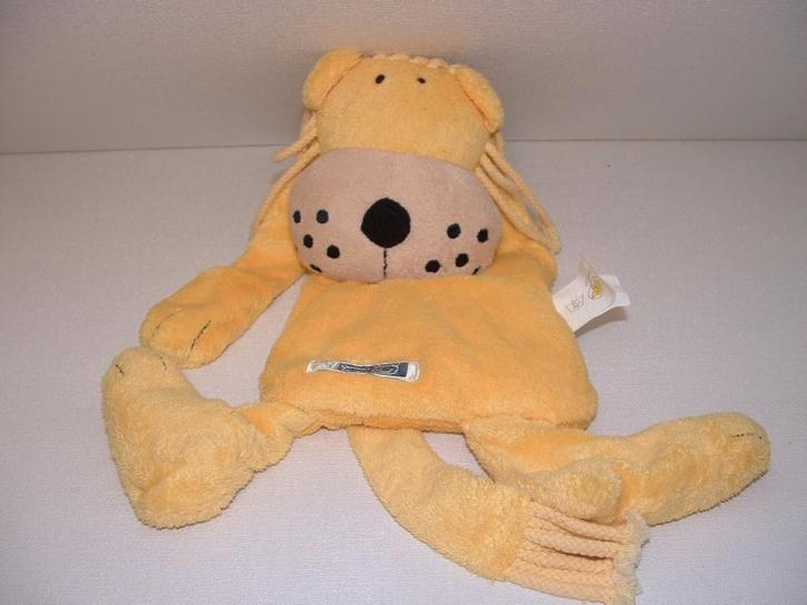 DIFRAX LEEUW LEO KNUFFELDOEKJE GROOT VELOURS GEEL MET, Kinderen en Baby's, Speelgoed | Knuffels en Pluche, Nieuw, Overige typen