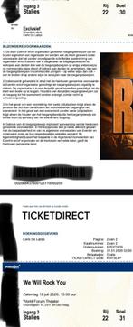 2 tickets  We will rock you de musical van QUEEN, Tickets en Kaartjes, Twee personen, Juli