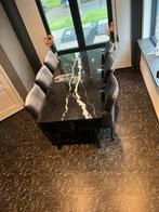 6 stoelen met marmer tafel 220 cm lang diep 100 cm, Ophalen