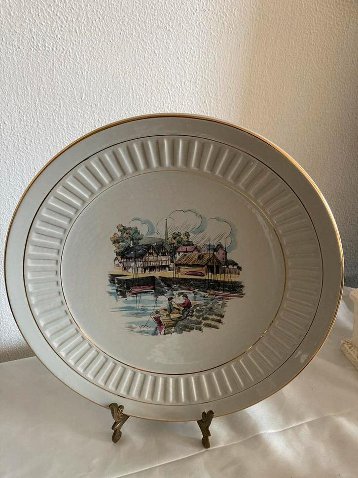 Gouda Plateel Wandbord Noorse Haven Jaren 60, Antiek en Kunst, Antiek | Wandborden en Tegels, Ophalen of Verzenden