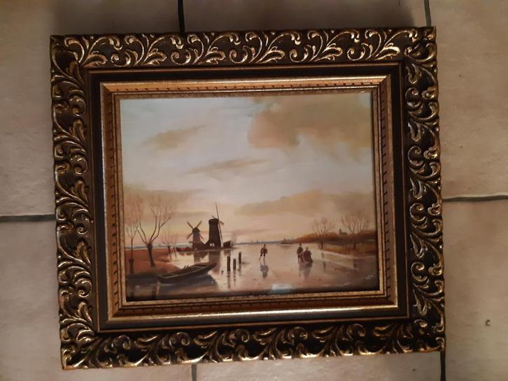 Leuk oud tafereel van een ijsgezicht, Antiek en Kunst, Kunst | Schilderijen | Klassiek, Ophalen