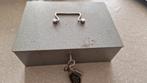 vintage metalen geldkist met sleutel, Ophalen of Verzenden