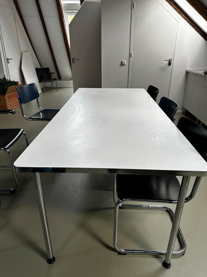 Dutch originals 686 serie tafel wit met chroom, Huis en Inrichting, Tafels | Eettafels, Zo goed als nieuw, 50 tot 100 cm, 200 cm of meer