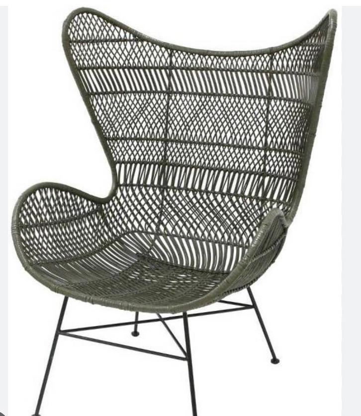 Stijlvolle HK Living rotan stoel, Huis en Inrichting, Stoelen, Zo goed als nieuw, Eén, Riet of Rotan, Grijs, Ophalen of Verzenden