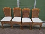Vier mooie rieten stoelen met kussens, Riet of Rotan, Vier, Gebruikt, Bruin
