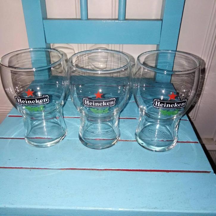 Heineken kleine bierglaasjes 3 stuks, Verzamelen, Biermerken, Gebruikt, Glas of Glazen, Heineken, Ophalen