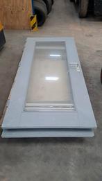 Hardhouten meranti deur 213 x 99 met veiligheidsglas, Ophalen, Gebruikt, 80 tot 100 cm, Buitendeur