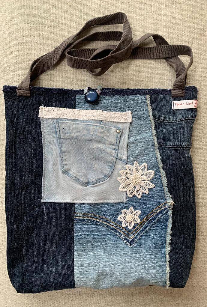 Custom made spijkerbroek tas, Sieraden, Tassen en Uiterlijk, Tassen | Damestassen, Nieuw, Overige typen, Blauw, Ophalen of Verzenden
