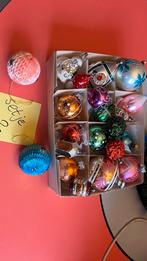 Vintage set 2 kerstballen, Diversen, Kerst, Ophalen of Verzenden, Gebruikt