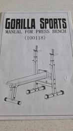 Gorilla sports press  bank en een EZ weight bar., Sport en Fitness, Ophalen of Verzenden, Zo goed als nieuw, Metaal, Krachtstation