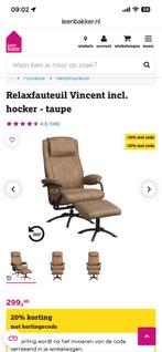 Relax fauteuils 2 x kleur taupe, van leenbakker, Huis en Inrichting, Fauteuils, Ophalen, 75 tot 100 cm, Zo goed als nieuw, Metaal