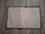 Oud Frans uniek schetsboek met tekeningen gezicht, Antiek en Kunst, Ophalen of Verzenden