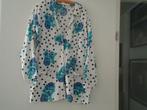 blouse lange blouse mt l wit met blauwe bloemen en, Ophalen of Verzenden, Zo goed als nieuw, Maat 42/44 (L), Wit