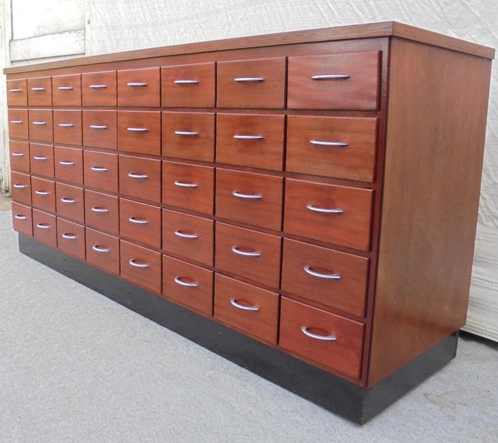 Ladekast  apothekerskast  winkelkast toonbank vintage, Huis en Inrichting, Kasten | Dressoirs, Gebruikt, 150 tot 200 cm, 25 tot 50 cm