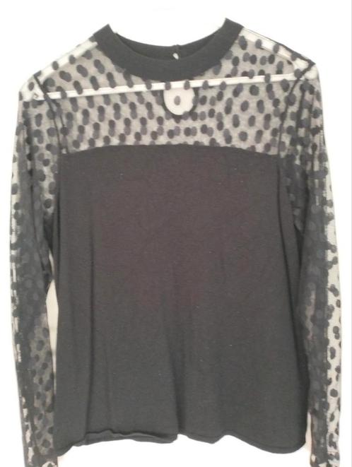 Zwarte blouse/top met stippen - Maat m, Kleding | Dames, Blouses en Tunieken, Zo goed als nieuw, Maat 38/40 (M), Zwart, Ophalen of Verzenden