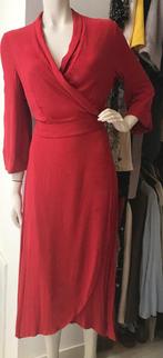 Vintage wikkeljurk steen rood s/m (tm 38) viscose, Maat 38/40 (M), Verzenden, Vintage, Gedragen