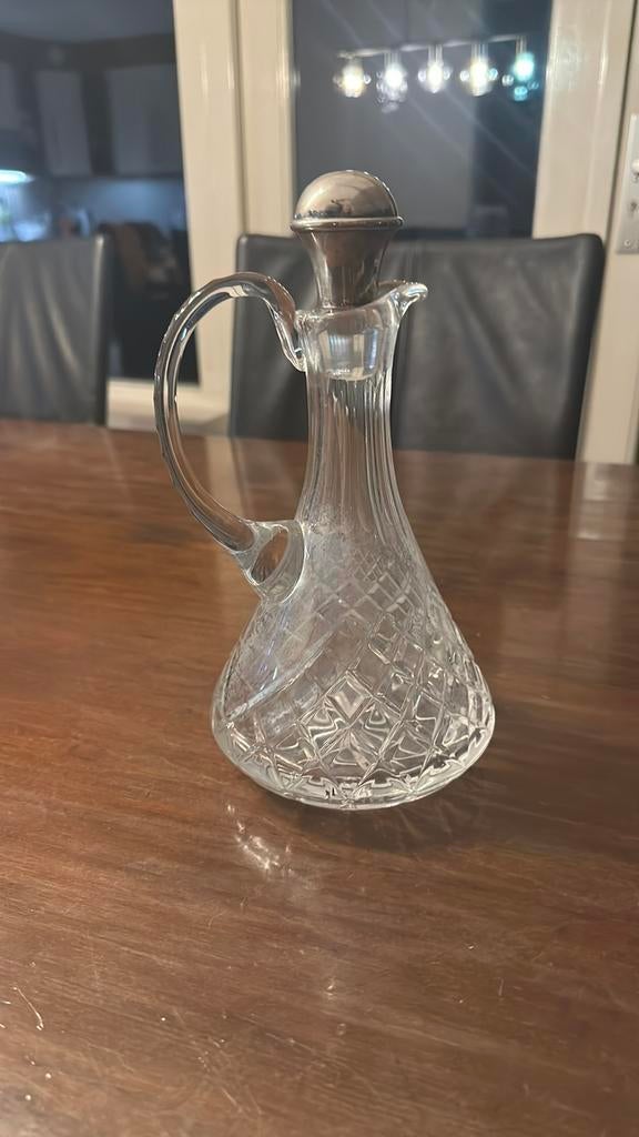 Te koop antieke kristallen karaf met zilveren dop, Ophalen