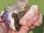 Gouden driehoek Amethist Bergkristal Rozenkwarts mineralen, Ophalen of Verzenden, Mineraal