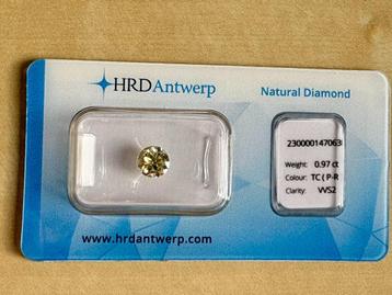 Lichtgele Diamant 0,97 karaat VVS2 beschikbaar voor biedingen