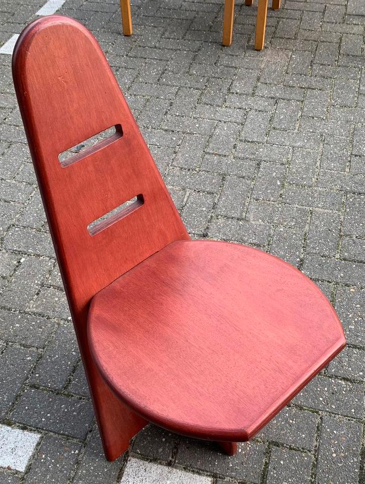 Jaren ‘70 meegroei-/kinder- en volwassene-stoel, Huis en Inrichting, Stoelen, Gebruikt, Eén, Hout, Bruin, Ophalen