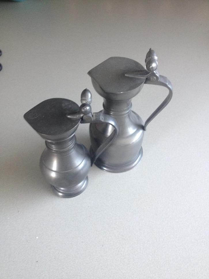 2 Tinnen klepkannen, Antiek en Kunst, Antiek | Tin, Ophalen of Verzenden