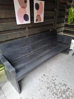Steigerhouten tuinbank, zwart gebeitst + kussen, Ophalen, Gebruikt, Hout