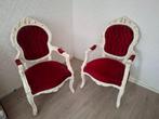 Barok stoel rode bekleding,  wit houtwerk, Antiek en Kunst, Antiek | Meubels | Stoelen en Banken, Ophalen
