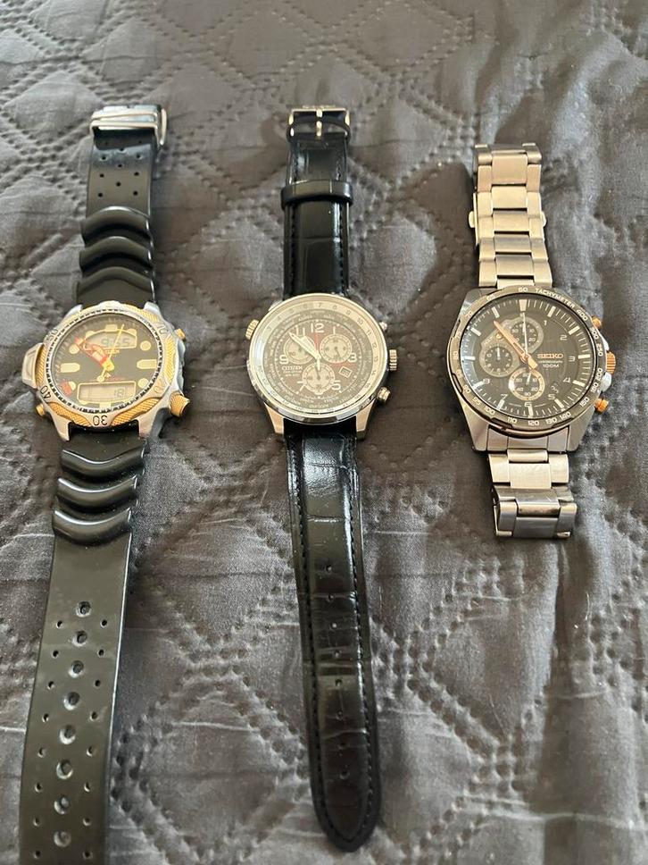 3 Top Horloges uit Verzameling - Serieus Bod!, Sieraden, Tassen en Uiterlijk, Horloges | Heren, Gebruikt, Polshorloge, Seiko, Staal