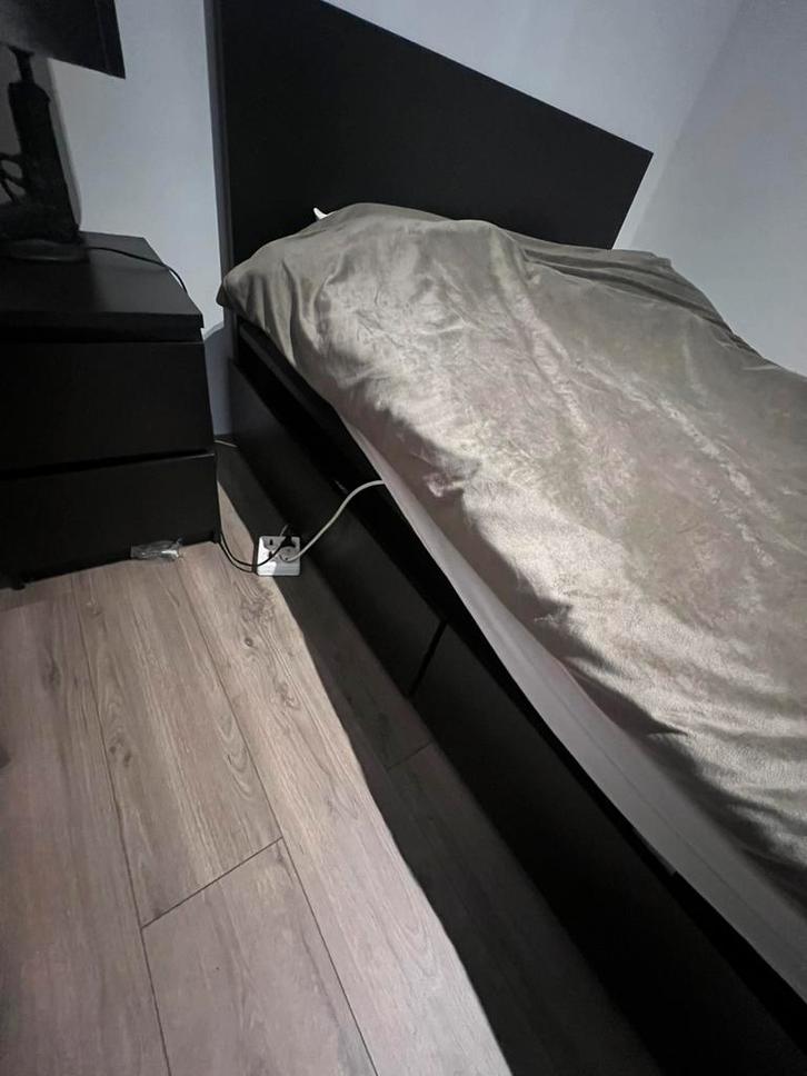 Bed ikea twijfelaar, Huis en Inrichting, Slaapkamer | Bedden, Gebruikt, Twijfelaar, 140 cm, Hout, Wit, Ophalen