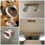 Lampen industrieel wit/hout hanglamp, plafondlamp, wandlamp, Zo goed als nieuw, Ophalen