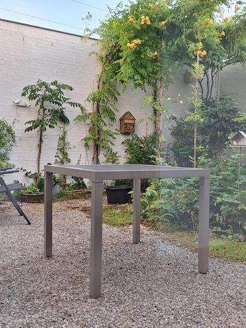 Tuintafel Vierkant Hardstenen blad 90 x 90 cm  Aluminium beschikbaar voor biedingen