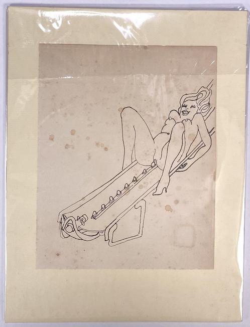 994 - Tekening Tomi Ungerer, erotisch satirisch, 1969, Antiek en Kunst, Kunst | Tekeningen en Foto's, Ophalen of Verzenden