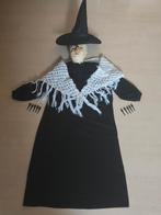 Heksenhoed + heksenneus + zwarte jurk + stola + nagels, Kleding | Dames, Ophalen of Verzenden, Zo goed als nieuw, Maat 42/44 (L)