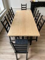 Houten tafel inclusief stoelen Ikea, Ophalen, Gebruikt, 6 tot 8 stoelen