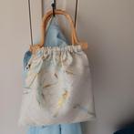 Stoffen tasje, Chinees, beige,l.blauw goud,met vogel, Ophalen of Verzenden, Zo goed als nieuw, Blauw