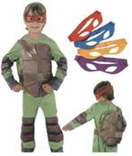 Leuk groen/bruin NINJA TURTLE pak + 4 maskers (Nieuw), Nieuw, 104 of kleiner, Jongen of Meisje, Verzenden