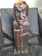 Volkskunst Handgesneden houten Duivel Wijnfleshouder, Ophalen