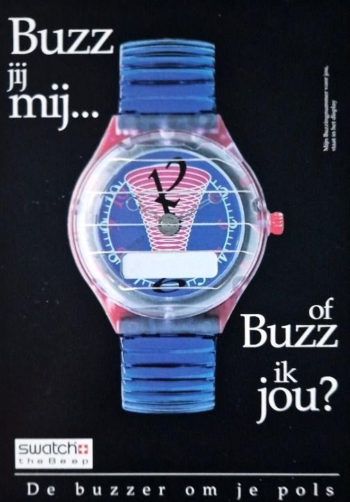De buzzer om je pols Swatch the Beep Boomerang Ansichtkaart, Verzenden, 1980 tot heden, Ongelopen, Overige thema's