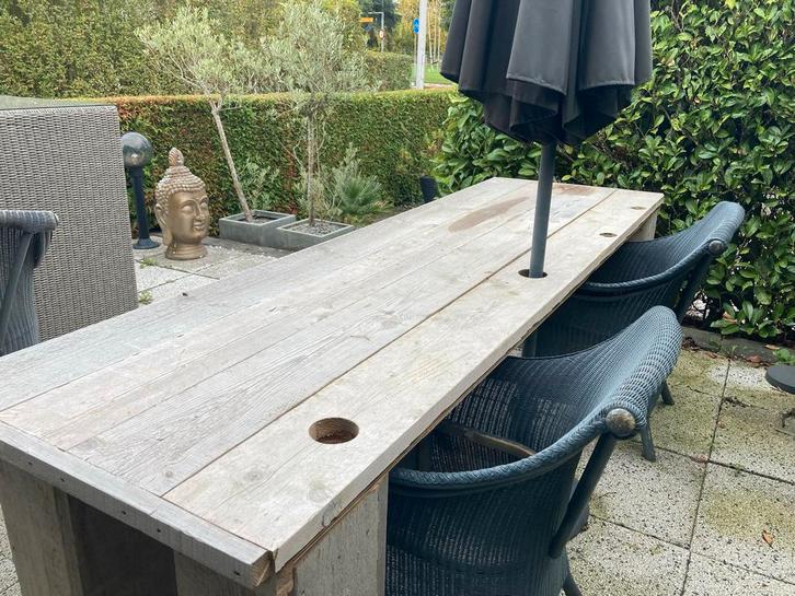 Steiger Houten tafel  kantoortafel tuintafel eettafel etc, Tuin en Terras, Tuintafels, Gebruikt, Rechthoekig, Hout, Ophalen
