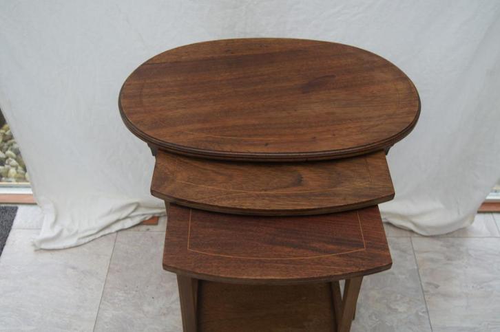 Mini setje ingelegd hout / planten tafel, Antiek en Kunst, Kunst | Beelden en Houtsnijwerken, Ophalen of Verzenden